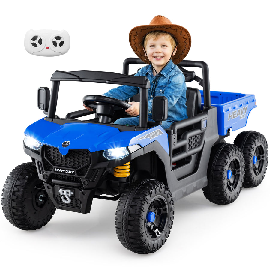24V Ride on Dump Truck with Electric Dump Bed 4WD with Remote and Music-Blue