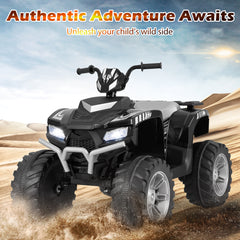 24V Ride-On ATV Toy Car with LED Lights and Wireless Connection-Black