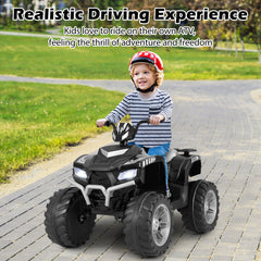 24V Ride-On ATV Toy Car with LED Lights and Wireless Connection-Black