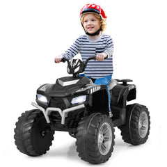 24V Ride-On ATV Toy Car with LED Lights and Wireless Connection-Black
