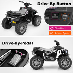 24V Ride-On ATV Toy Car with LED Lights and Wireless Connection-Black