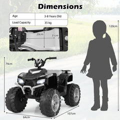 24V Ride-On ATV Toy Car with LED Lights and Wireless Connection-Black