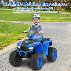 24V Ride-On ATV Toy Car with LED Lights and Wireless Connection-Blue
