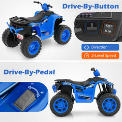 24V Ride-On ATV Toy Car with LED Lights and Wireless Connection-Blue