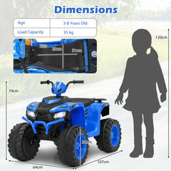 24V Ride-On ATV Toy Car with LED Lights and Wireless Connection-Blue