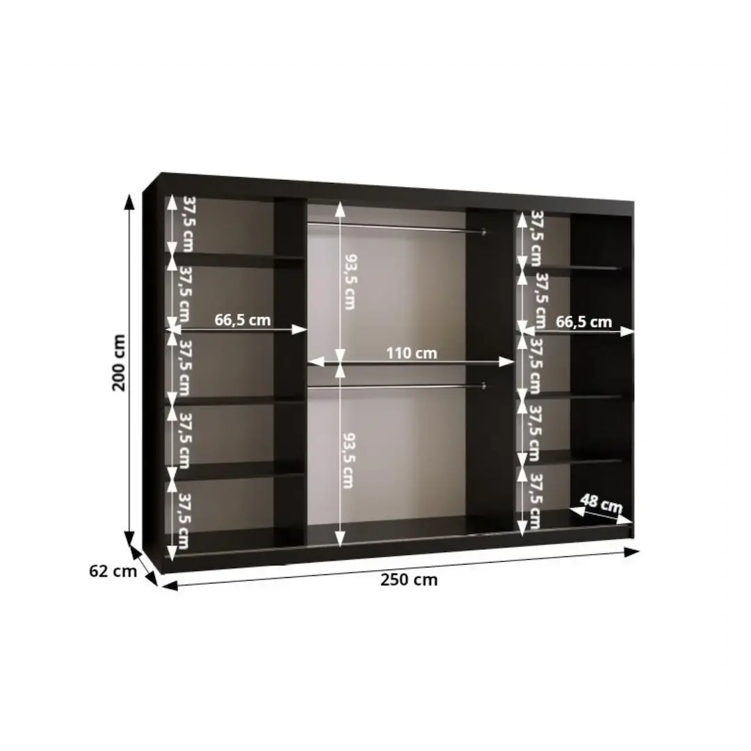 Royal Sliding Door Wardrobe 250cm