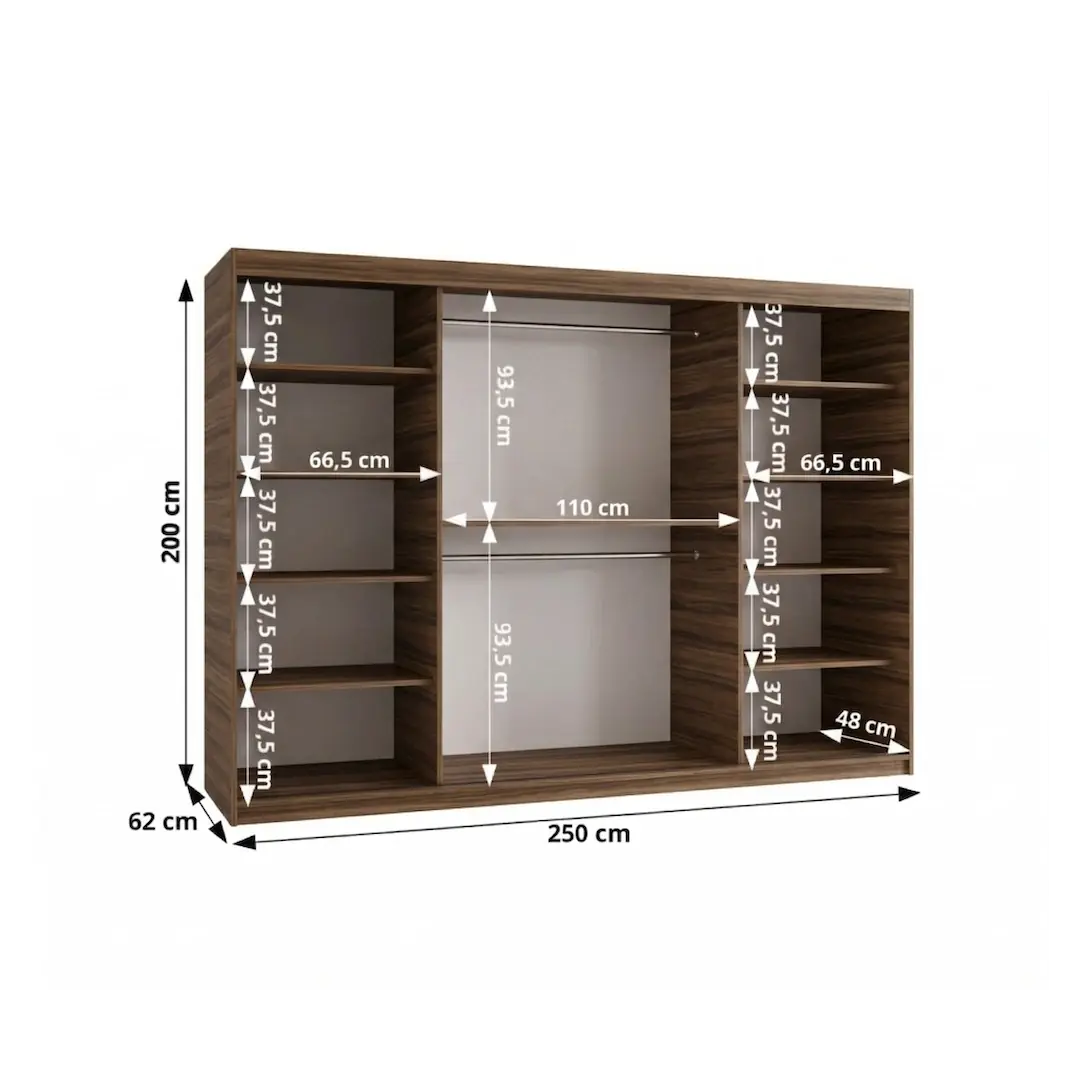 Royal Sliding Door Wardrobe 250cm
