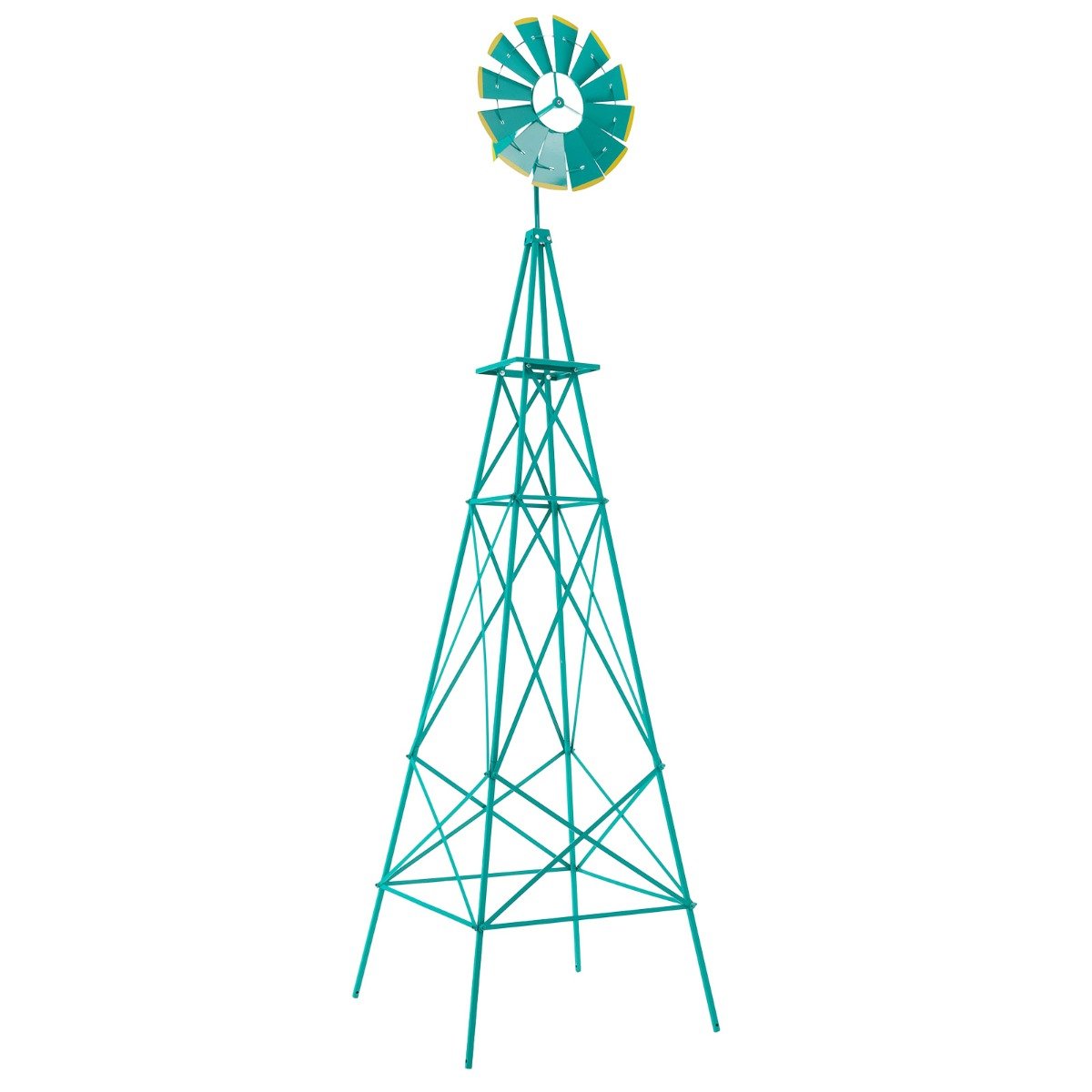 253 cm Ornamental Windmill Metal Wind Mill with Ground Stakes-Green