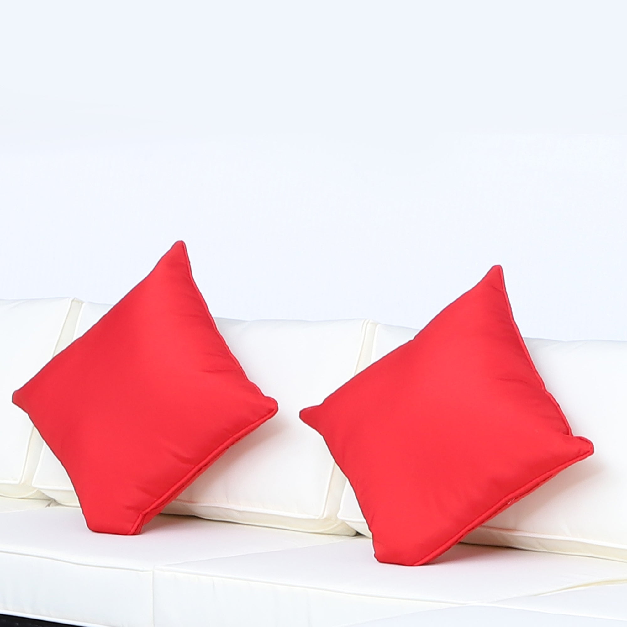 Outsunny 6 Pieces Rattan Garden Furniture Set, 5 Seater Sectional Garden Corner Sofa Set with Glass Top Coffee Table, Cushions and Pillows, All-Weather Wicker Conversation Furniture, Cream White