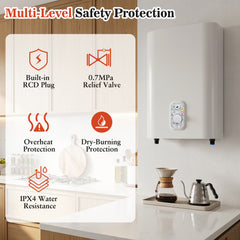 25L Electric Water Heater with Dual Power and Anti-Scale Enamelled Tank Eco Mode-White