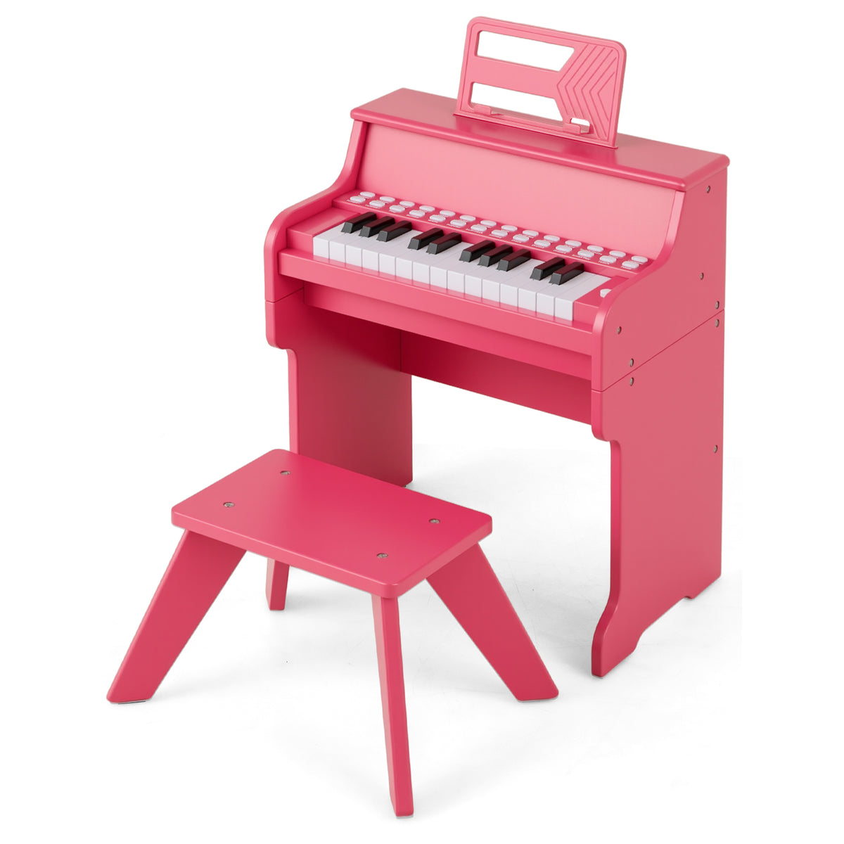 25 Lighted Keys Kids Piano Keyboard with Stool and Adjustable Speed-Pink