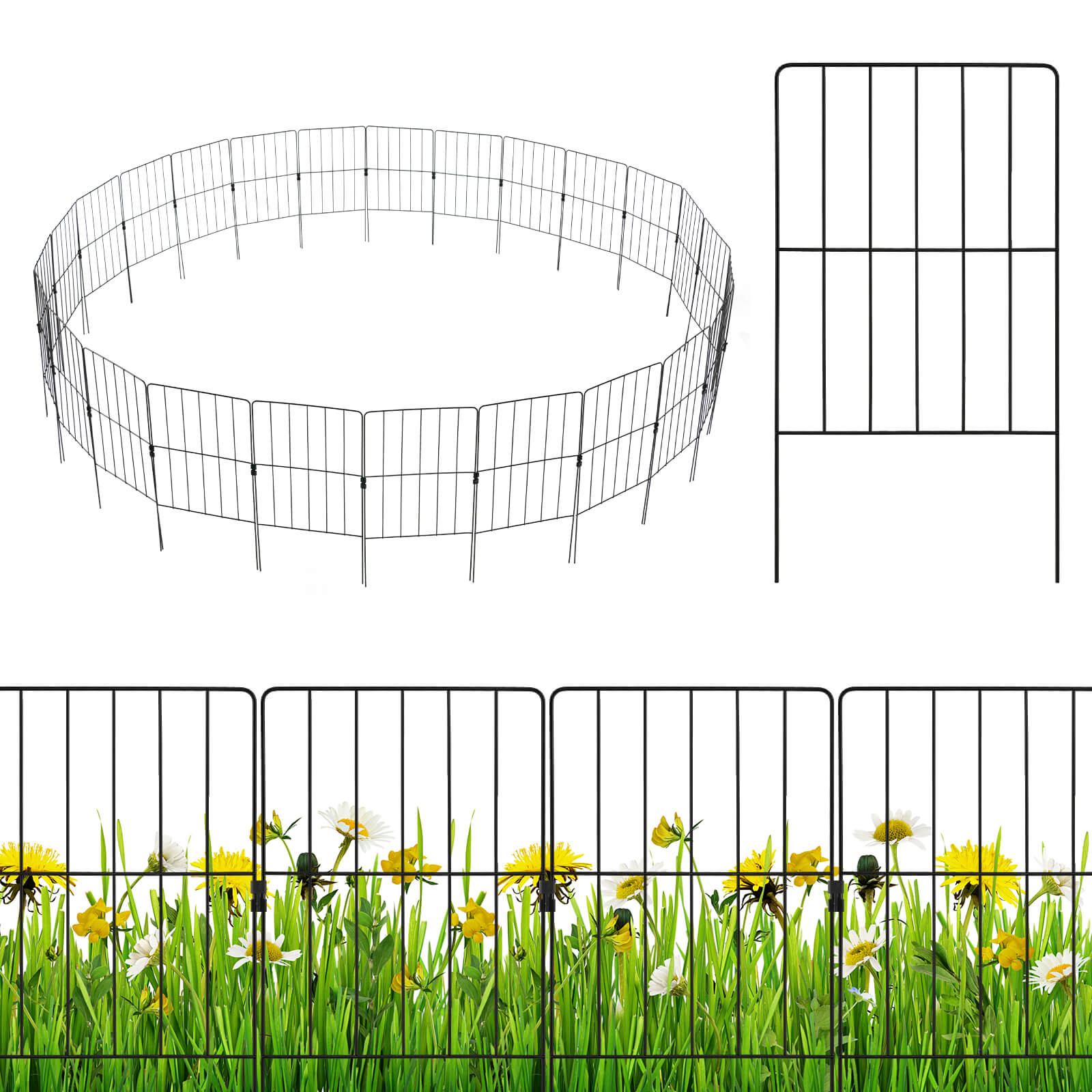 25 Pieces 33 x 61 cm Garden Fence with Rotatable Connector