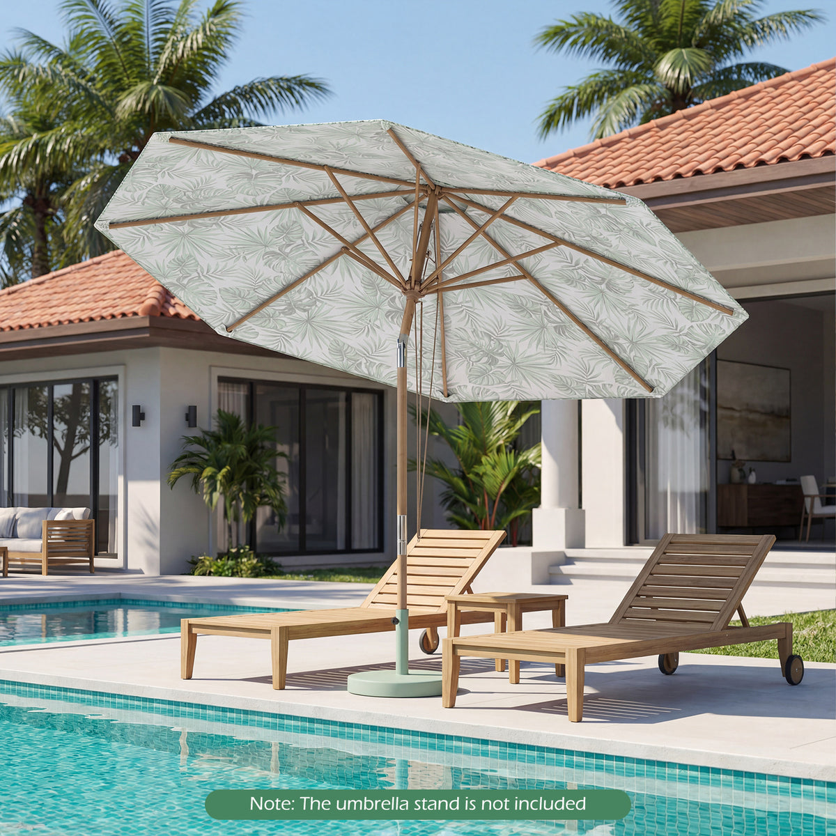 270 cm Patio Umbrella Market Table Umbrella with Push Button Tilt-Green