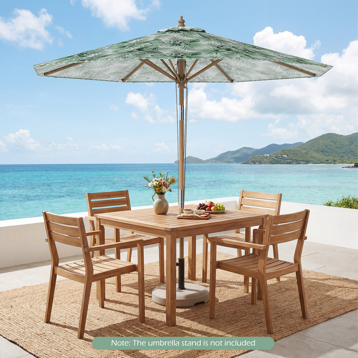 270 cm Patio Umbrella Market Table Umbrella with Push Button Tilt-Green