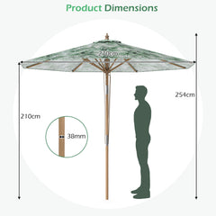 270 cm Patio Umbrella Market Table Umbrella with Push Button Tilt-Green