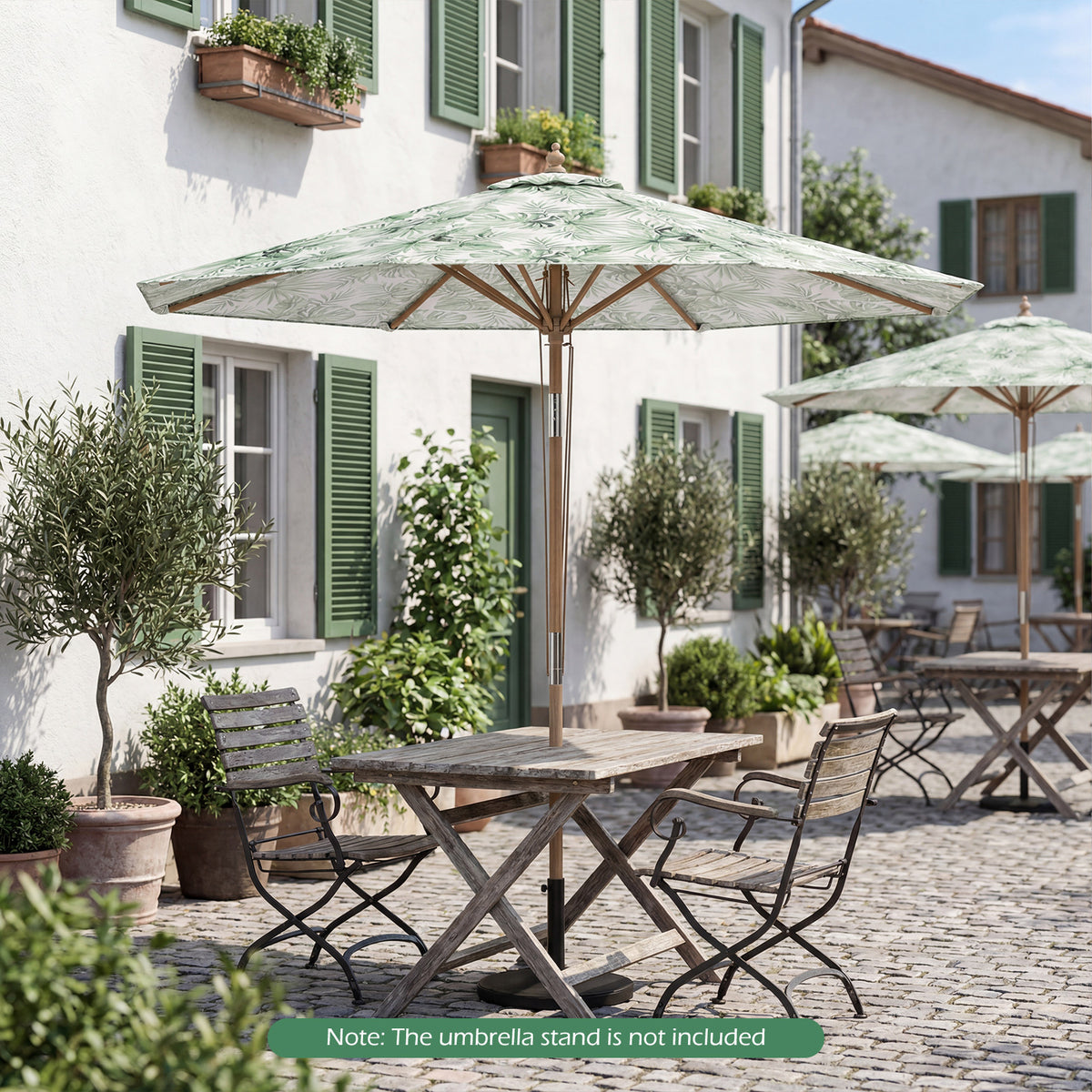 270 cm Patio Umbrella Market Table Umbrella with Push Button Tilt-Green