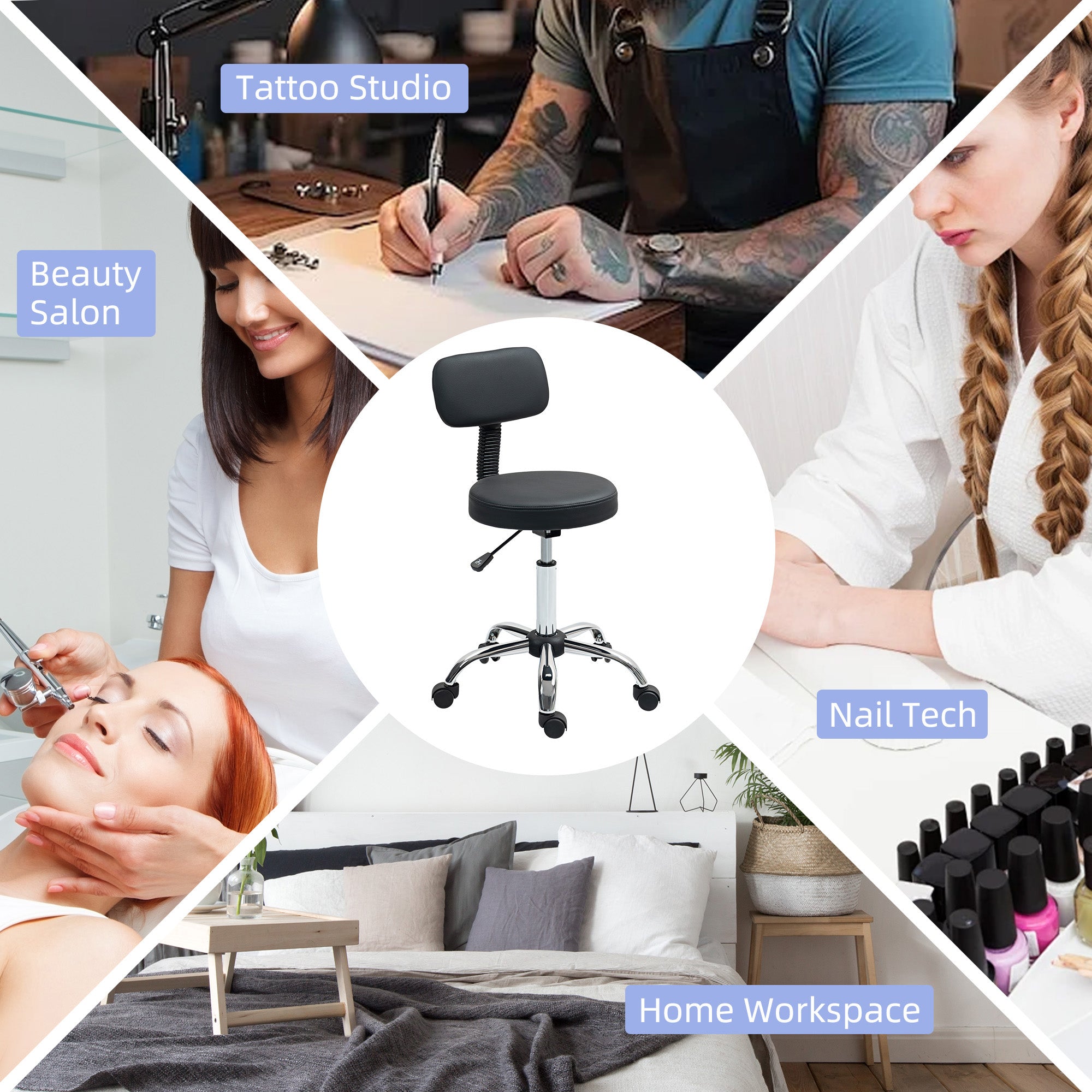 HOMCOM 360√Ç¬∞ Swivel Seat Salon Stool - Black