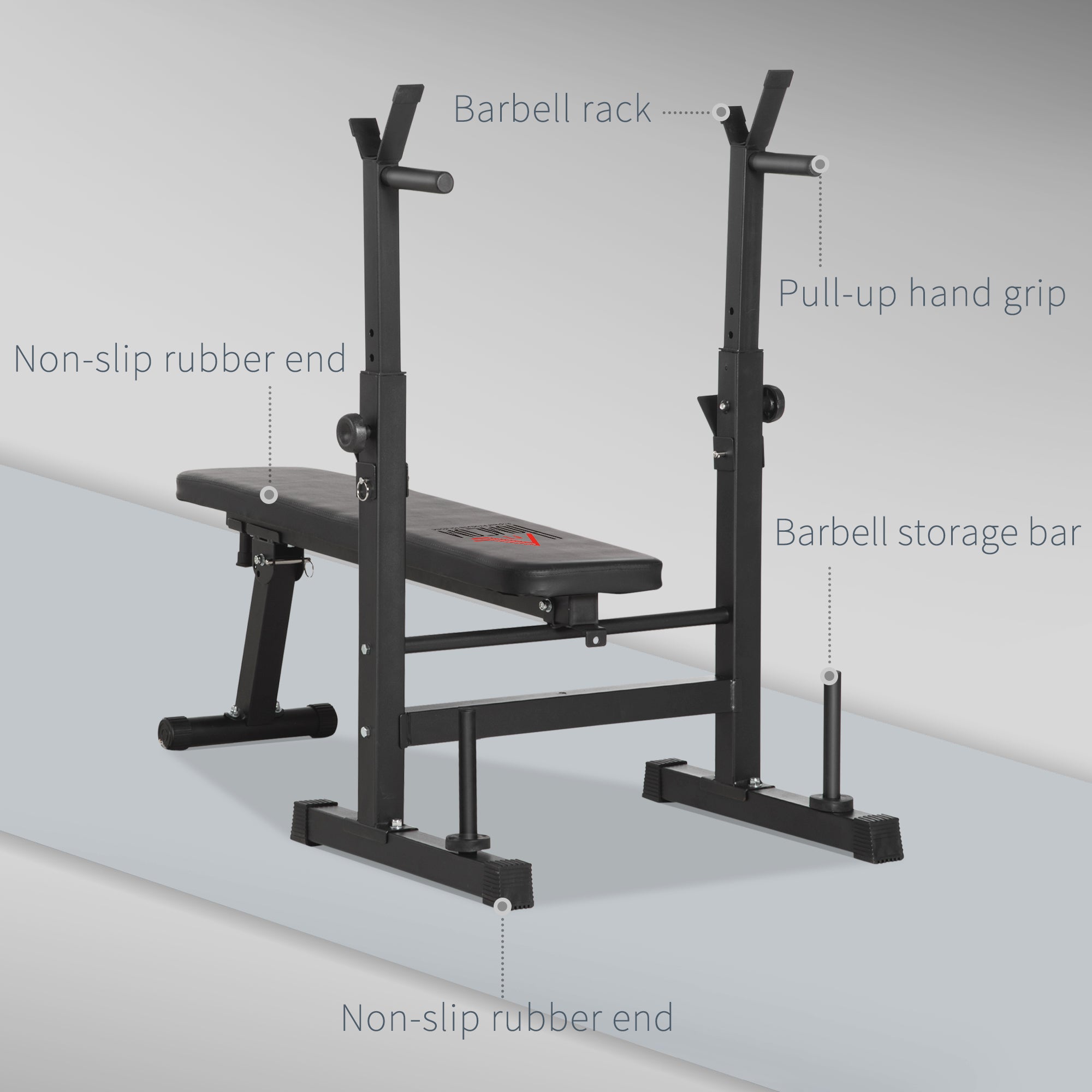 HOMCOM Adjustable Weight Bench, Foldable Bench, with Barbell Rack, Black