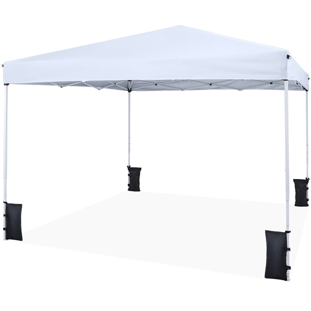 290 x 290 cm Pop up Canopy Tent with Carrying Bag and 4 Sandbags-White