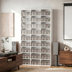 HOMCOM 835 CD/500 DVD Storage Unit, Blu-ray Media Storage Shelf with 27 Compartments and 21 Adjustable Shelves, White