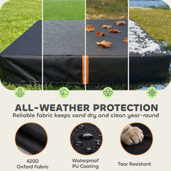 AIYAPLAY Sandbox Cover, Square Sandpit Cover Waterproof Dustproof UV Protection, Sandbox Canopy with Drawstring and Elastic Band