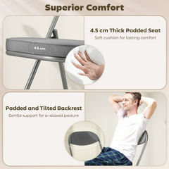 HOMCOM Set of Four Folding Corduroy Seat Chairs - Grey