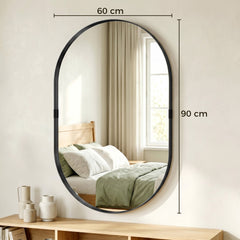 HOMCOM Wall Mirror, Bathroom Mirror with Elevated Aluminium Alloy Frame, 60 x 90 cm, Black