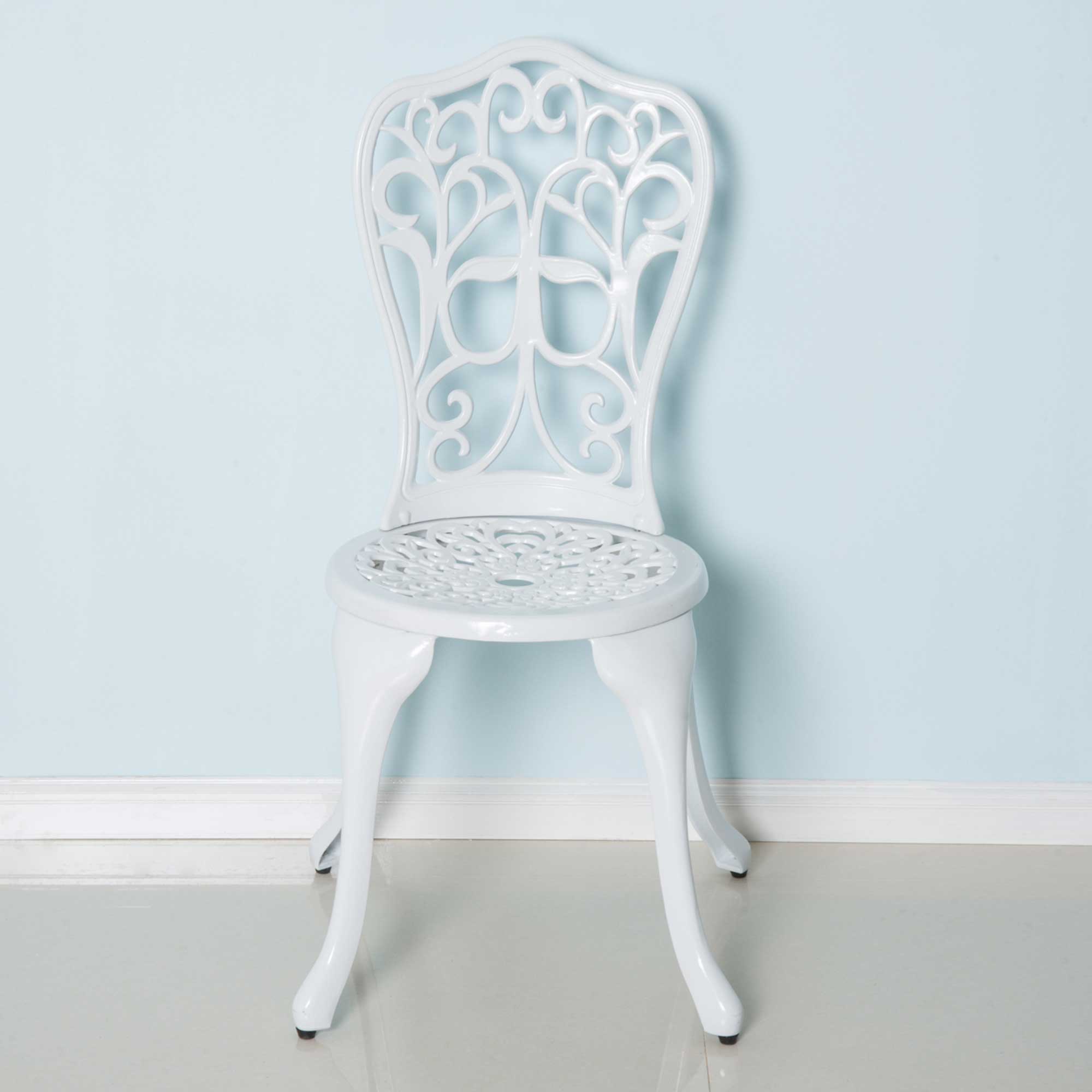 Outsunny 3 Pieces Antique Garden Bistro Set for 2, Cast Aluminium Garden Furniture Set with Umbrella Hole, White