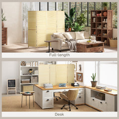 HOMCOM Room Divider, Freestanding Privacy Screen, 4 Panel Folding, 180 x 180cm, Natural