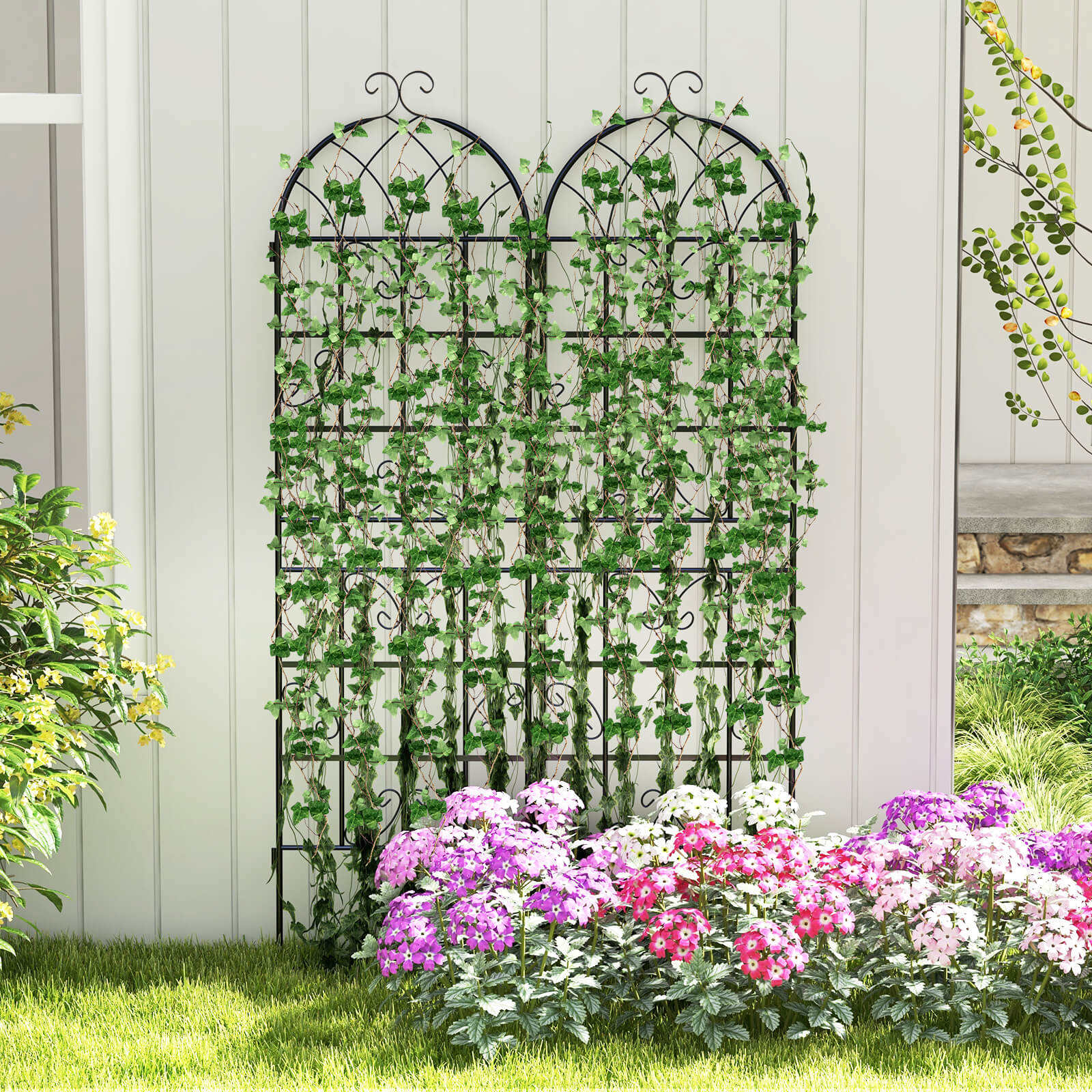 2/4 Pack 180 cm x 50 cm Metal Garden Trellis Decorative for Climbing Plants-2 Pack