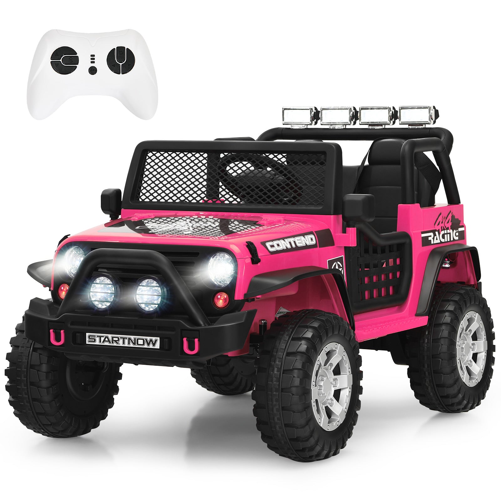 2-Seat Kids Ride on Truck with Parent Remote Control-Pink
