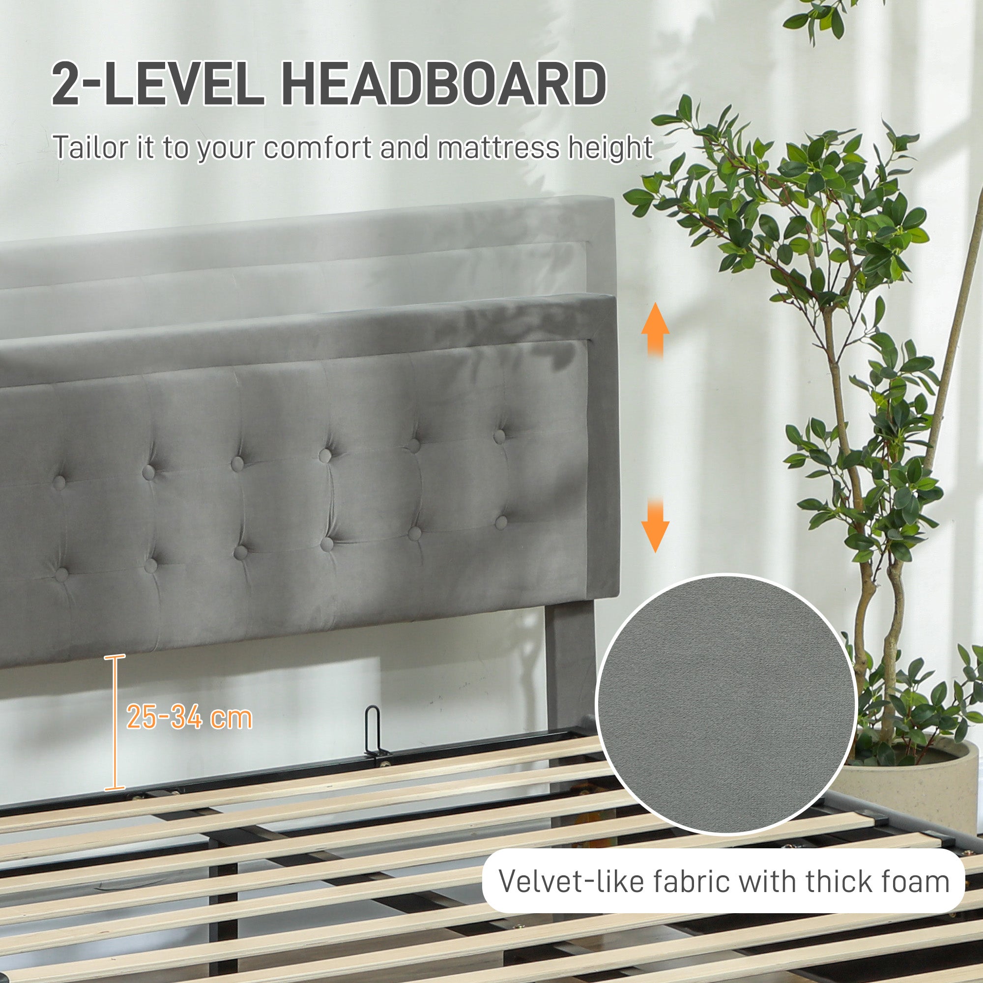 HOMCOM Double Size Ottoman Bed Frame, with Front Drawer - Grey