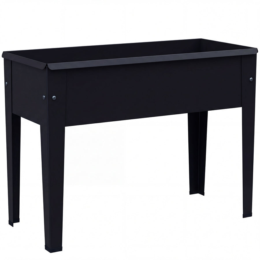Outsunny Raised Planter, Metal Raised Garden Bed on Legs with Drainage Hole and Foot Covers, Black
