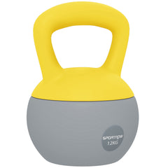 SPORTNOW 12KG Soft Kettlebell, Kettlebell with Non-Slip Handle for Home Gym, Weight Lifting, Strength Training, Yellow/Grey