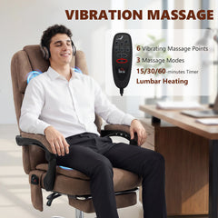 HOMCOM Office Chair with 6-Point Vibration Massage and Heat, Executive Computer Desk Chair with High Back, Reclining, Brown