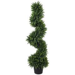 HOMCOM Set of 2 Artificial Spiral Cypress Trees, Fake Plants with 700 Leaves, UV Protection, Deep Green