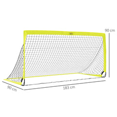 HOMCOM Two Football Goal Nets, Foldable Outdoor Sport Training Equipment, for Teens, Adults, with Carrying Bag, Yellow