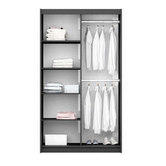 Graphite Mirrored Sliding Door Wardrobe 120cm – OXFORD