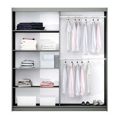 Graphite Mirrored Sliding Door Wardrobe 200cm – OXFORD