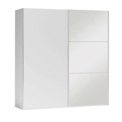 White Mirrored Sliding Door Wardrobe 250cm – OXFORD