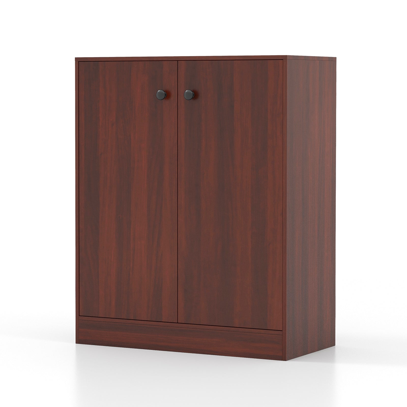 2-Door Storage Cabinet with 3 Shelves-Brown