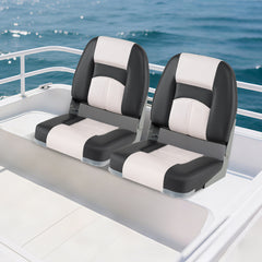 2-Pack Boat Seats with Thick Sponge Padding-Grey