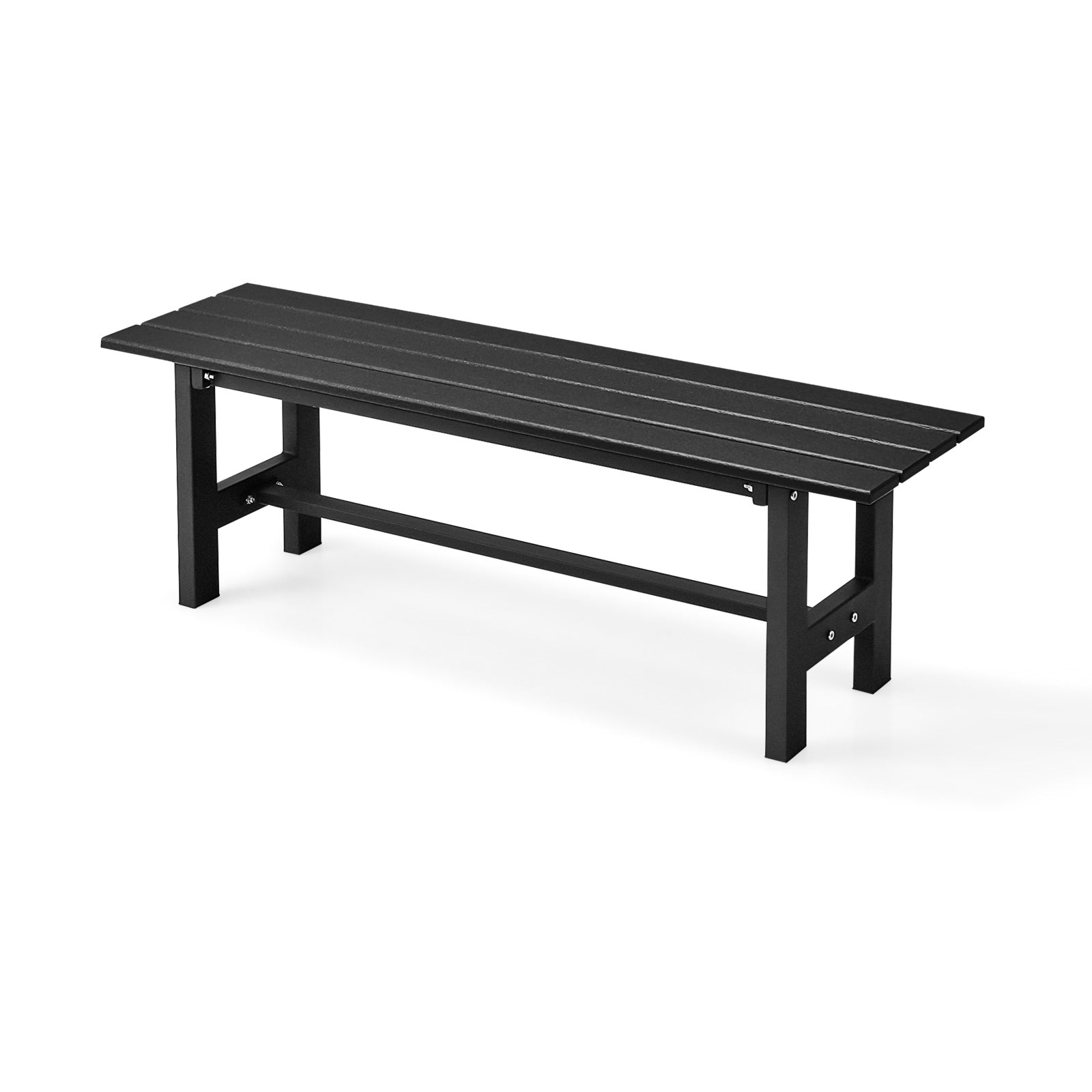 2-Person Outdoor Bench with Slatted Seat-Black
