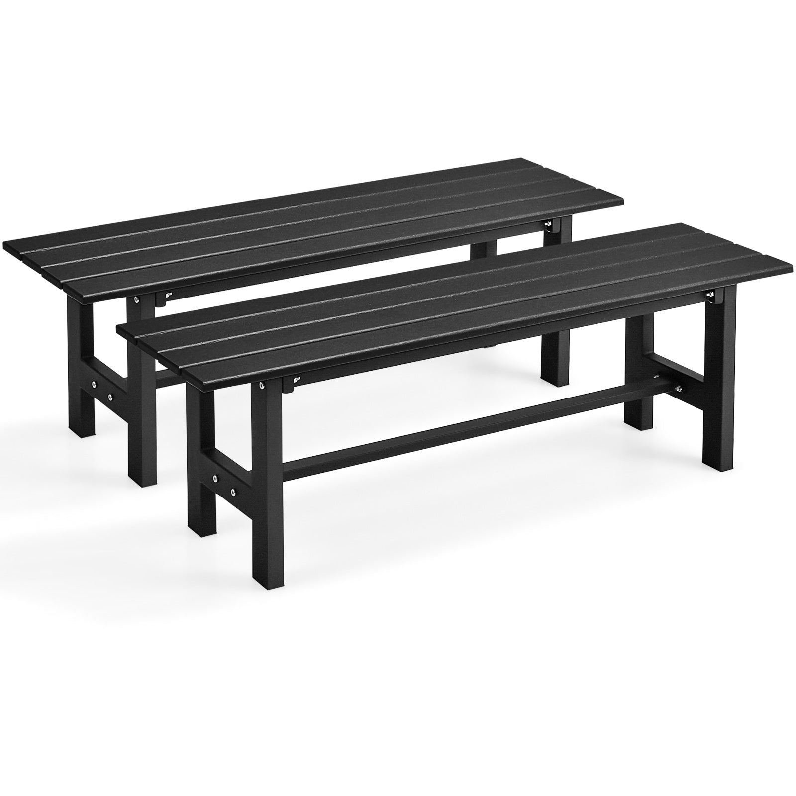 2-Person Outdoor Bench with Slatted Seat-Black