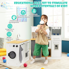 2 Pieces Kids Pretend Play Set with Stool and Real Sounds Light