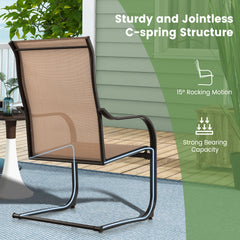 2 Pieces Outdoor Dining Chairs with Cozy and Breathable Seat Fabric-Coffee