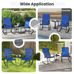 2 Pieces Outdoor Rocking Chairs with Breathable Backrest-Navy