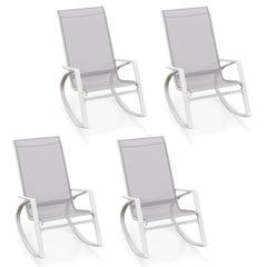 2 Pieces Patio Rocking Chairs with Ergonomic Backrest and Safe Stoppers-Grey