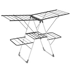 2-Tier Foldable Clothing Laundry Rack with 33 Drying Rails