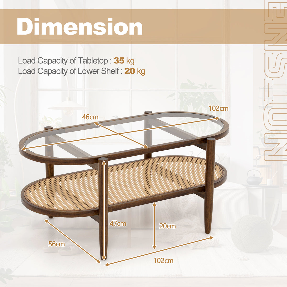 2-Tier PE Rattan Coffee Table with Storage-Brown